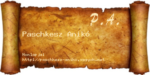 Paschkesz Anikó névjegykártya